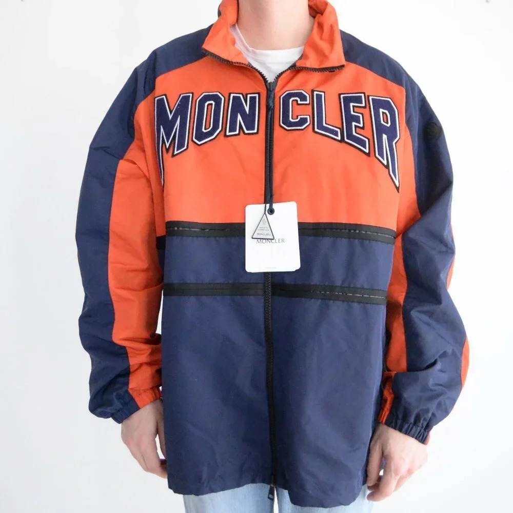 NWT Moncler Authentic Orange & Navy Copernicus Giubbotto TG  5 Raincoat Jacket